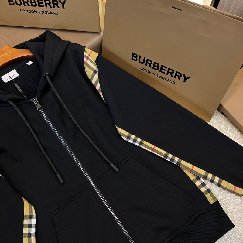 B**rry vintage check panel hoodie black/beige