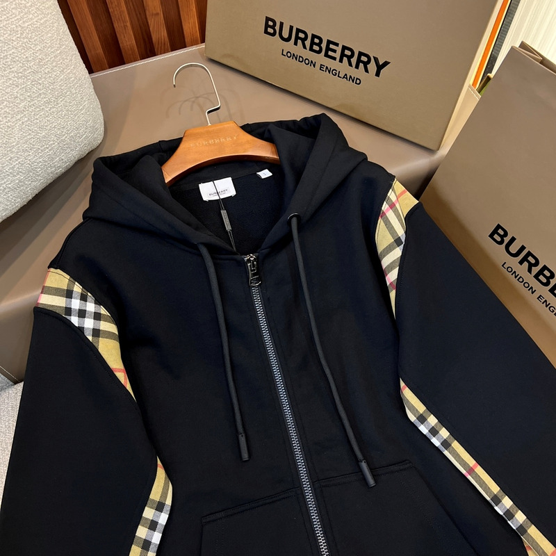 B**rry vintage check panel hoodie black/beige