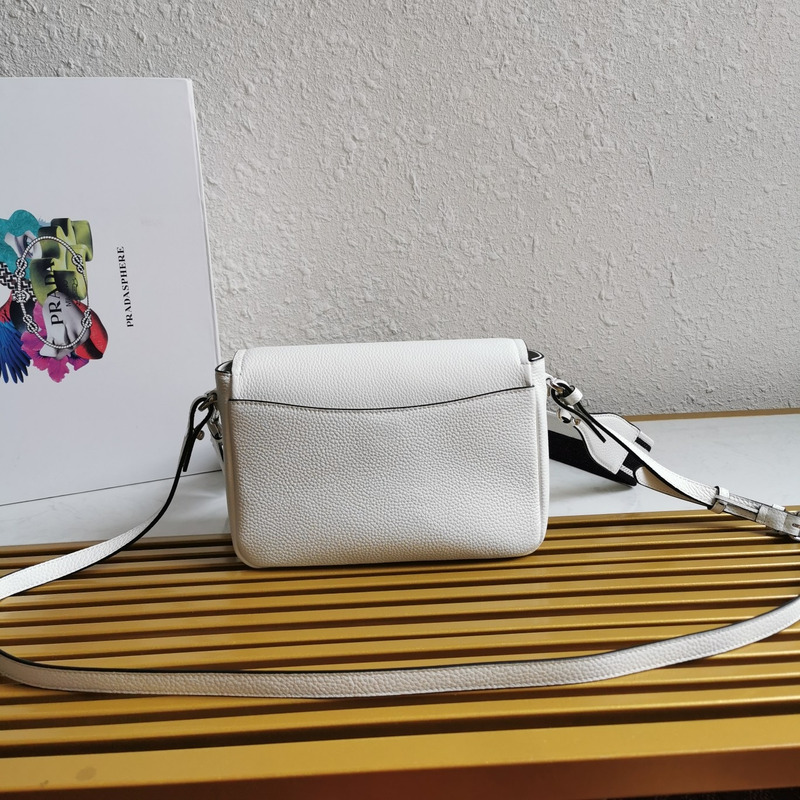 Pra*a leather shoulder bag white