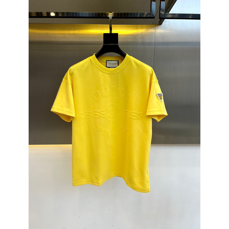 G*u*i embroidered cutton t-shirt yellow