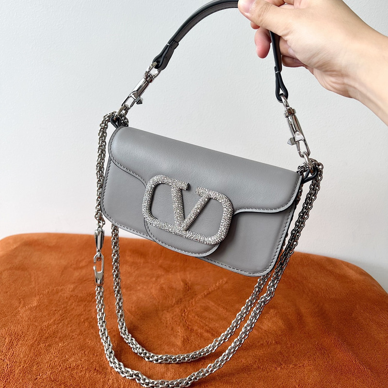 Valentino Small With Jewel Logo Shoulder Bag Grey