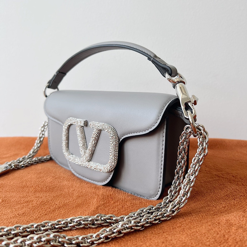 Valentino Small With Jewel Logo Shoulder Bag Grey