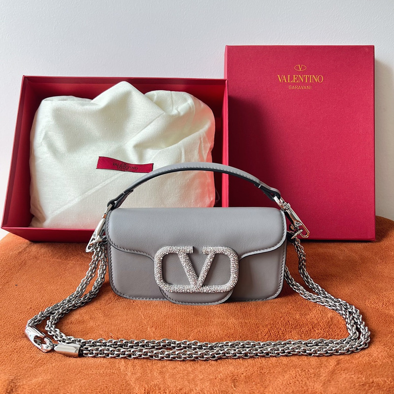 Valentino Small With Jewel Logo Shoulder Bag Grey