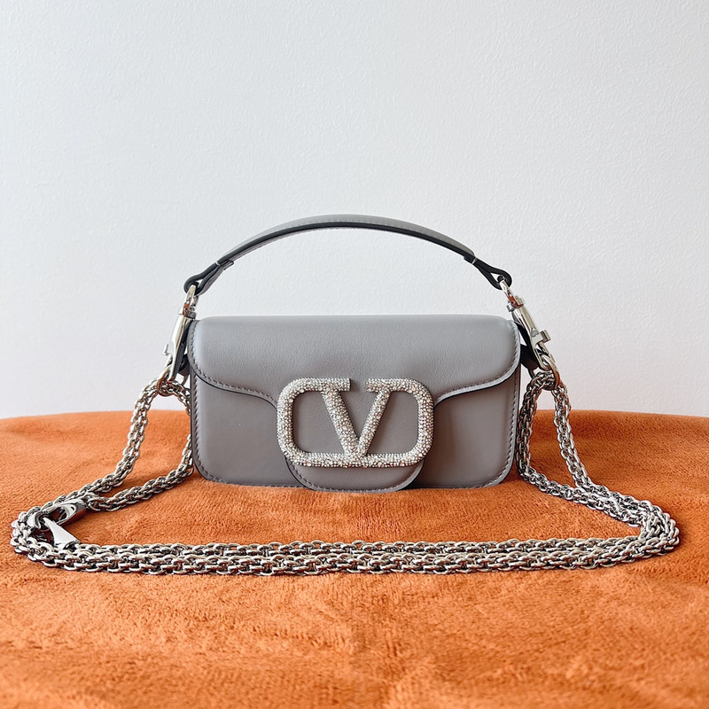 Valentino Small With Jewel Logo Shoulder Bag Grey