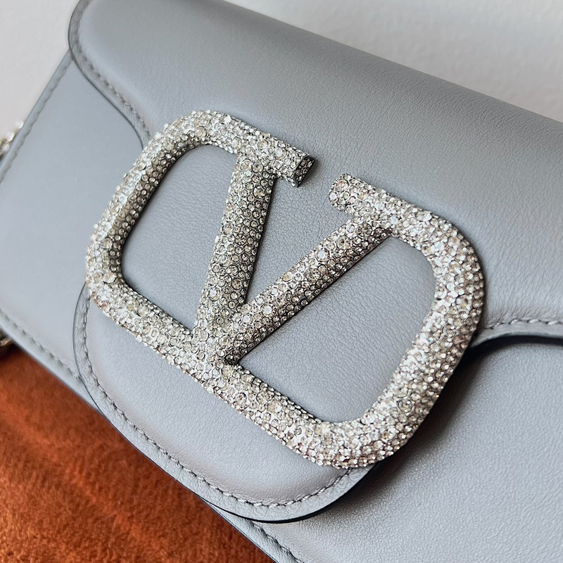 Valentino Small With Jewel Logo Shoulder Bag Grey