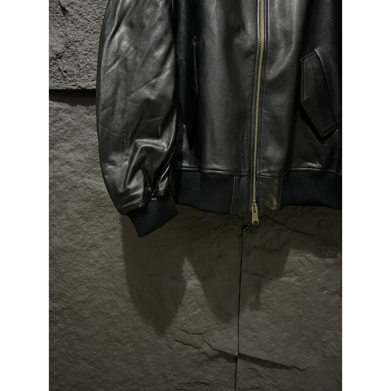 Ba*len*cia*ga leather jacket with hood black