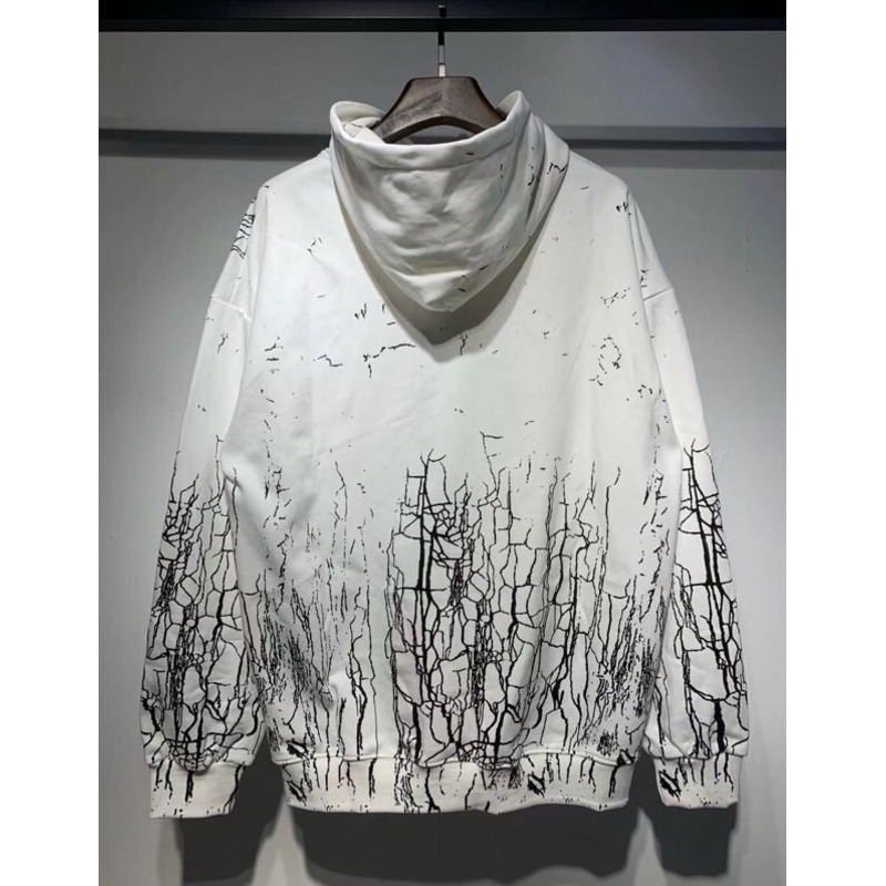 Amiri Cracked Dye Core Logo Crewneck Hoodie In White/Black