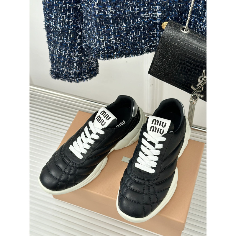 Miu Miu High Trainers In Quilted Nappa In Black