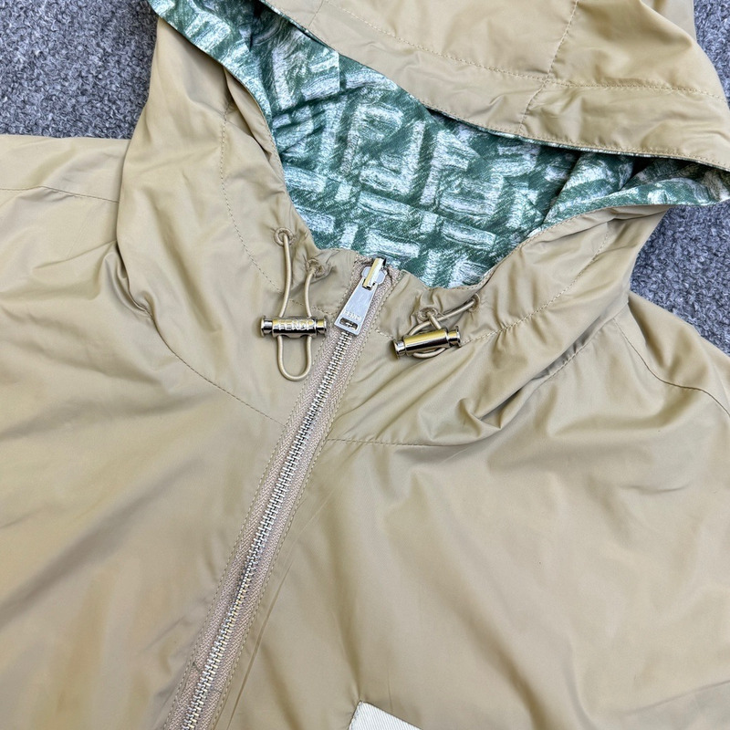 F**di ff jacquard hooded reversible windbreaker