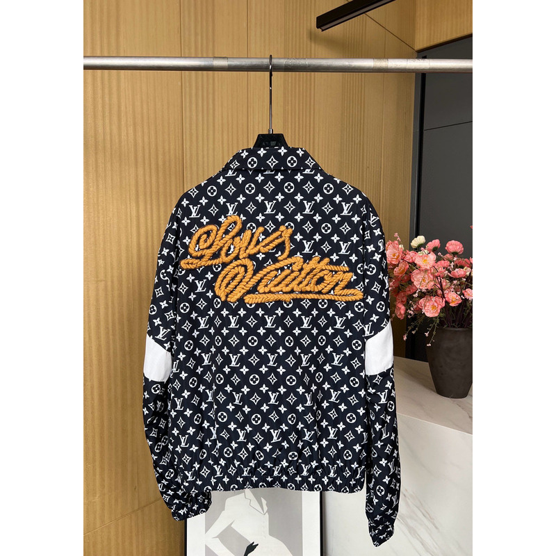 l**is V*t*n monogram printed technical track top navy blue