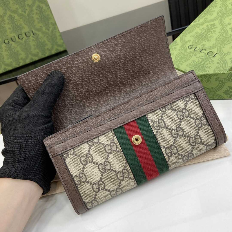 G*u*i ophidia gg canvas & leather continental wallet brown