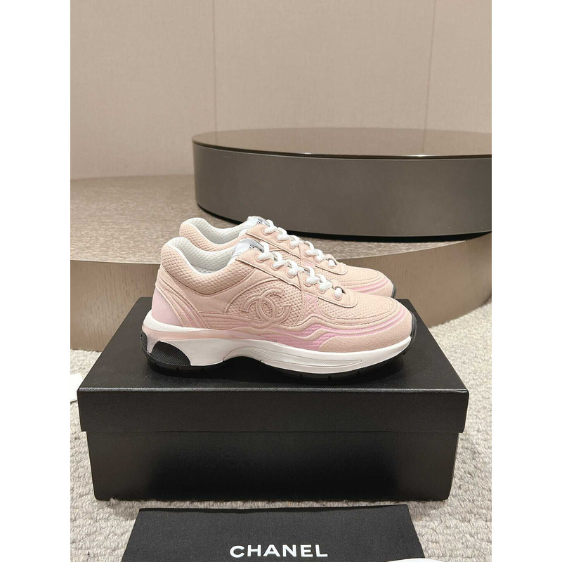 Ch*el fabric sneaker light pink