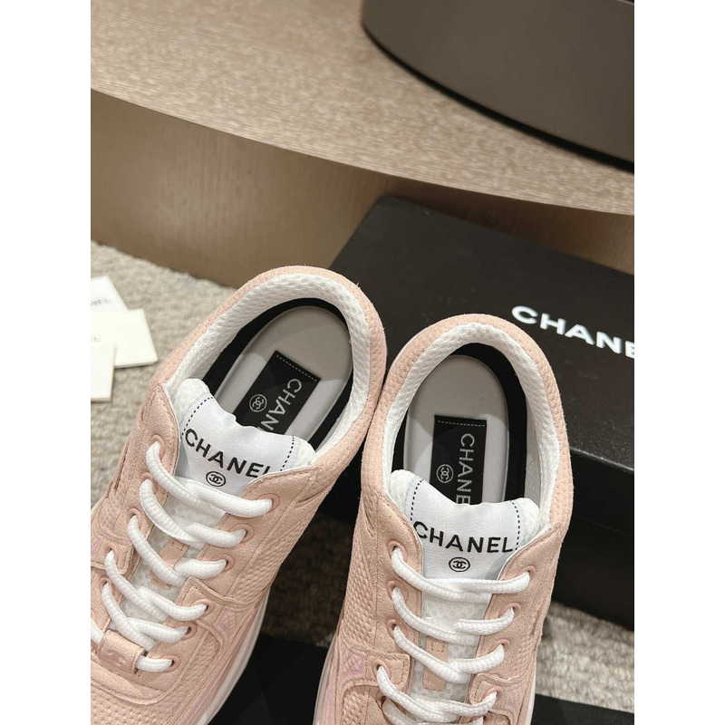 Ch*el fabric sneaker light pink