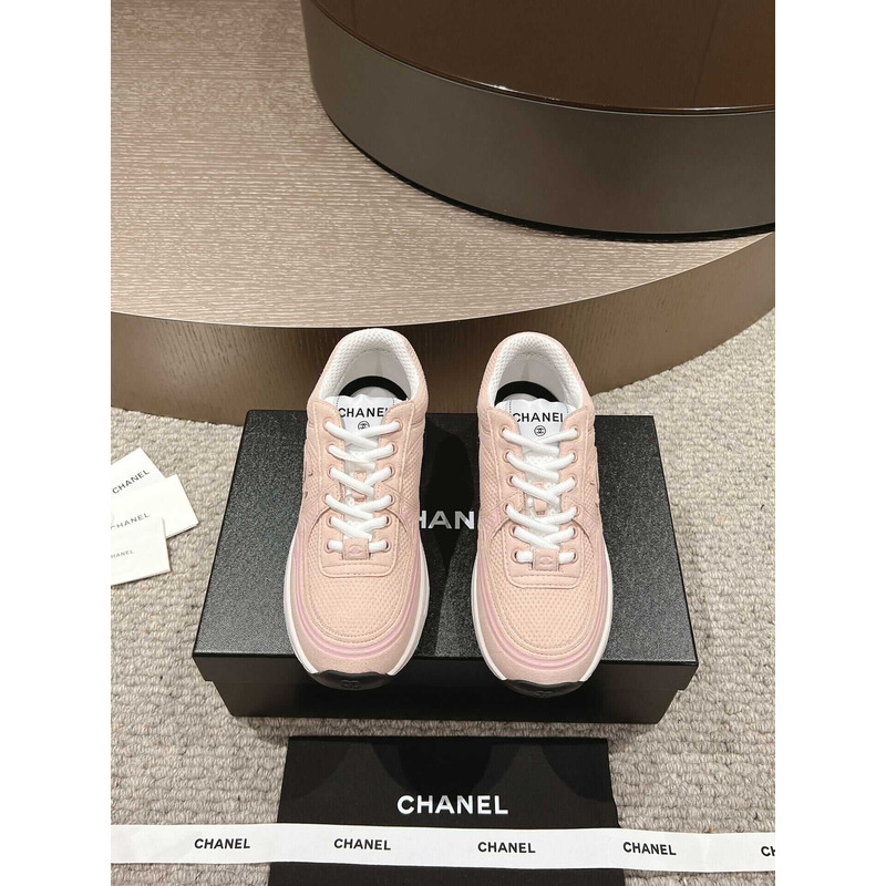 Ch*el fabric sneaker light pink