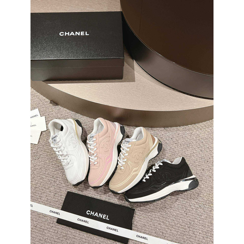 Ch*el fabric sneaker light pink