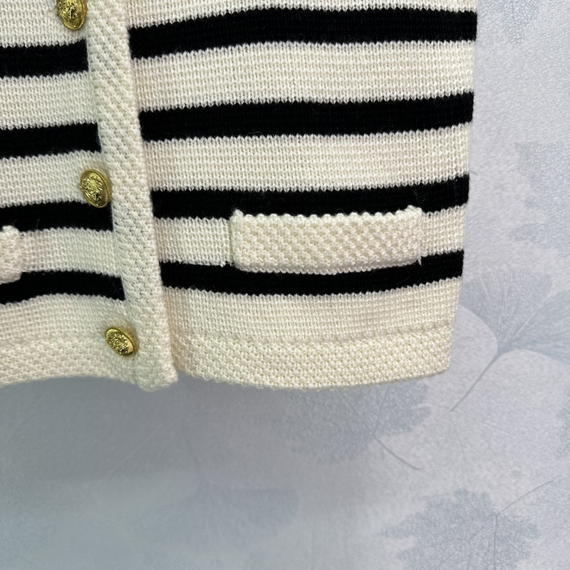 Ce**e knitted sleeveless stripe sweater white&black