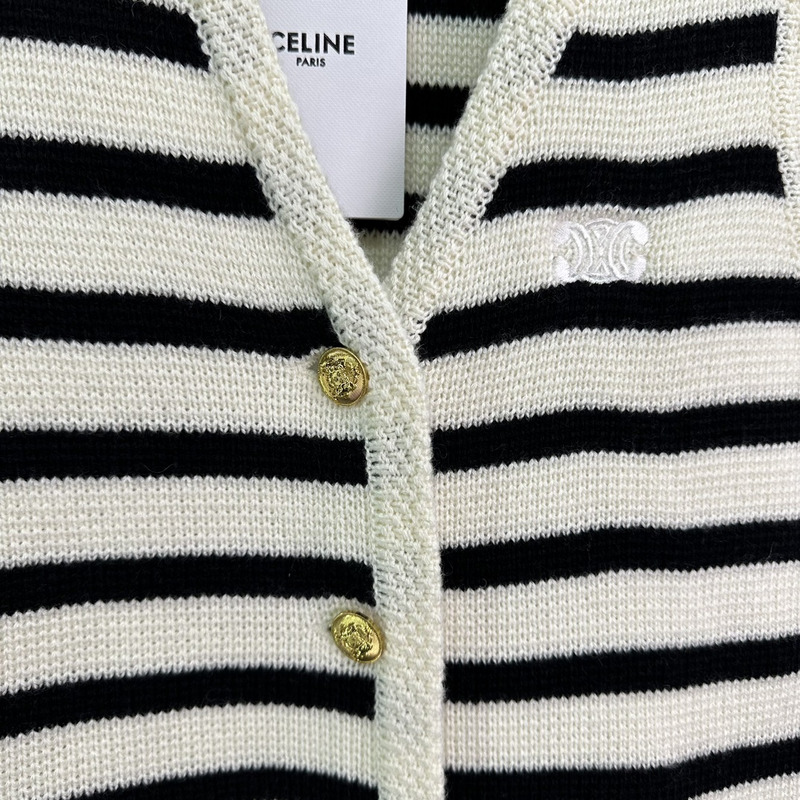 Ce**e knitted sleeveless stripe sweater white&black