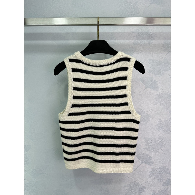 Ce**e knitted sleeveless stripe sweater white&black