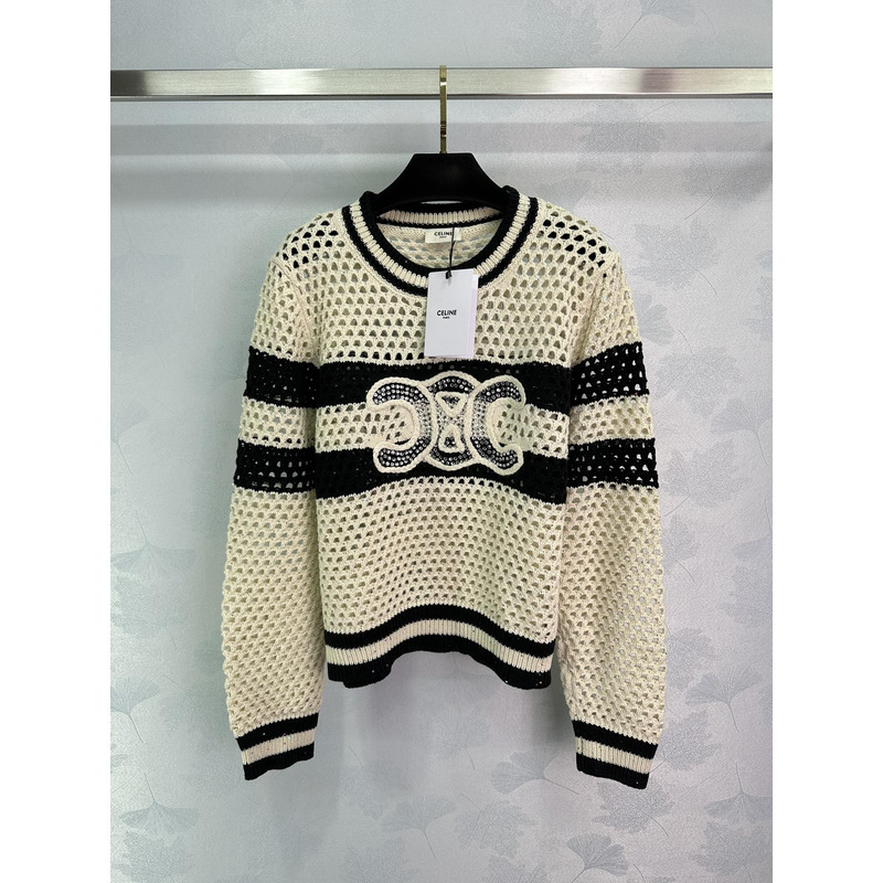 Ce**e knitted hollow long sleeve white