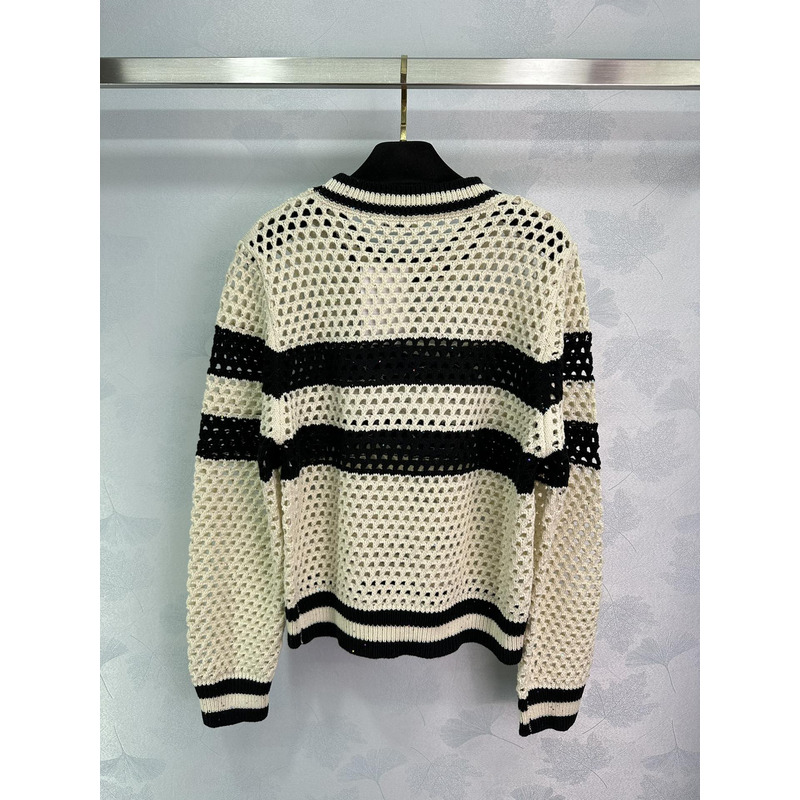 Ce**e knitted hollow long sleeve white