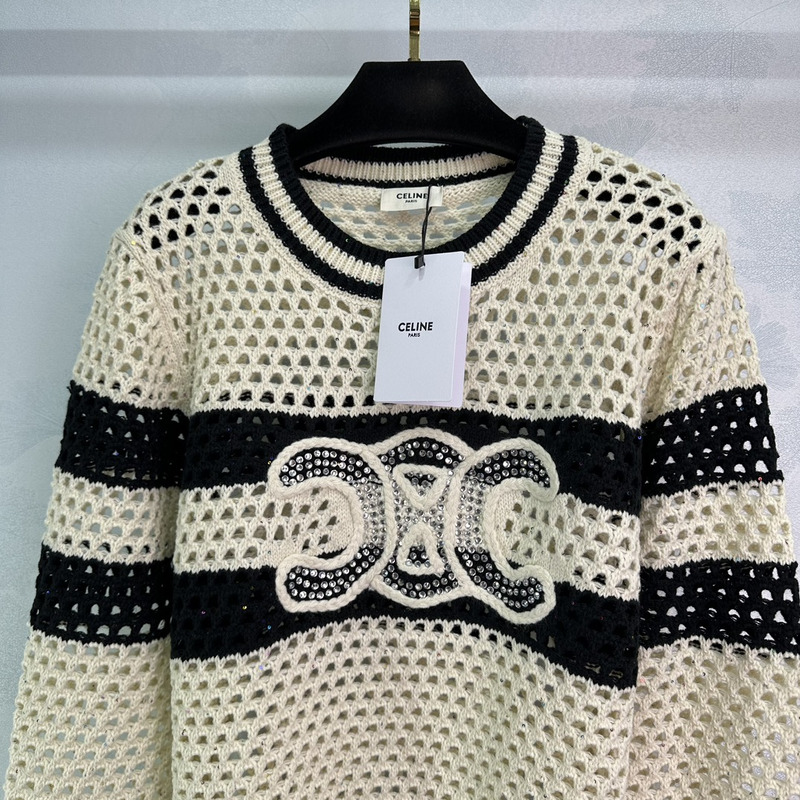 Ce**e knitted hollow long sleeve white