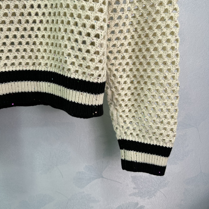 Ce**e knitted hollow long sleeve white