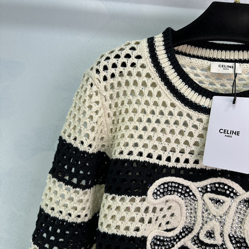 Ce**e knitted hollow long sleeve white