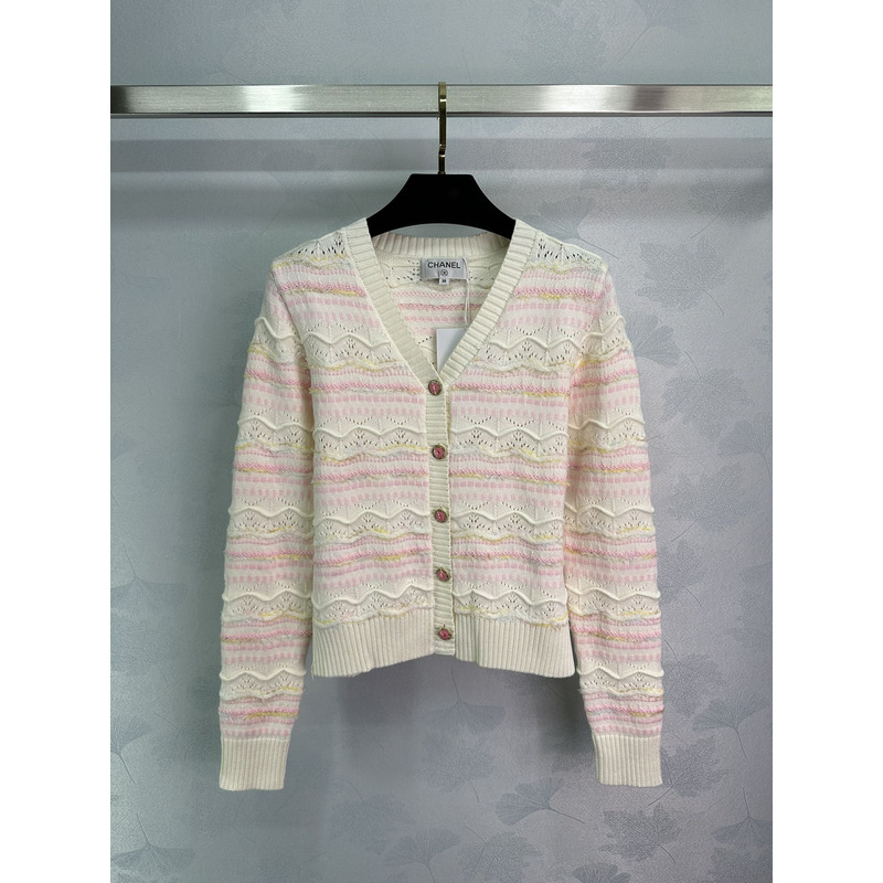 Ch*el knitted hollow long sleeve pink