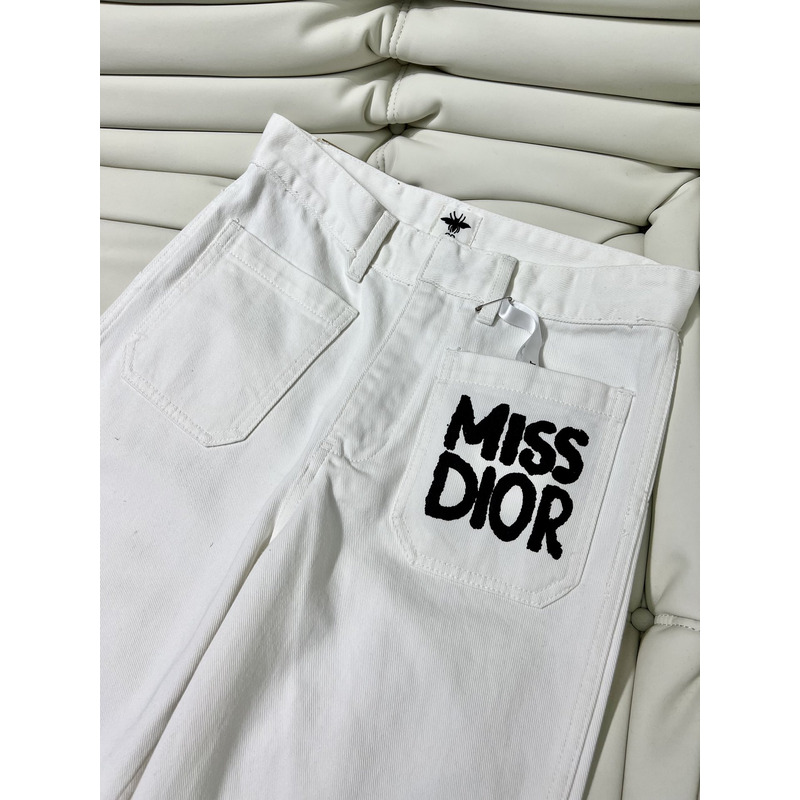 D*or flared pants white