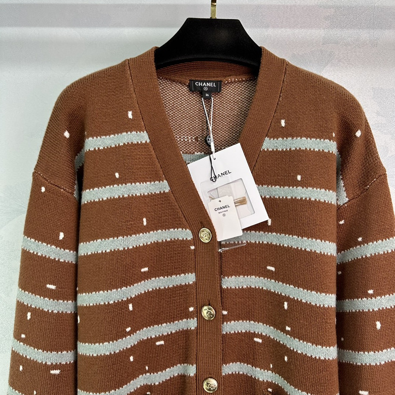 Ch*el wool striped cardigan brown