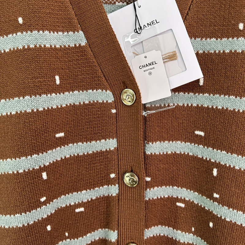 Ch*el wool striped cardigan brown