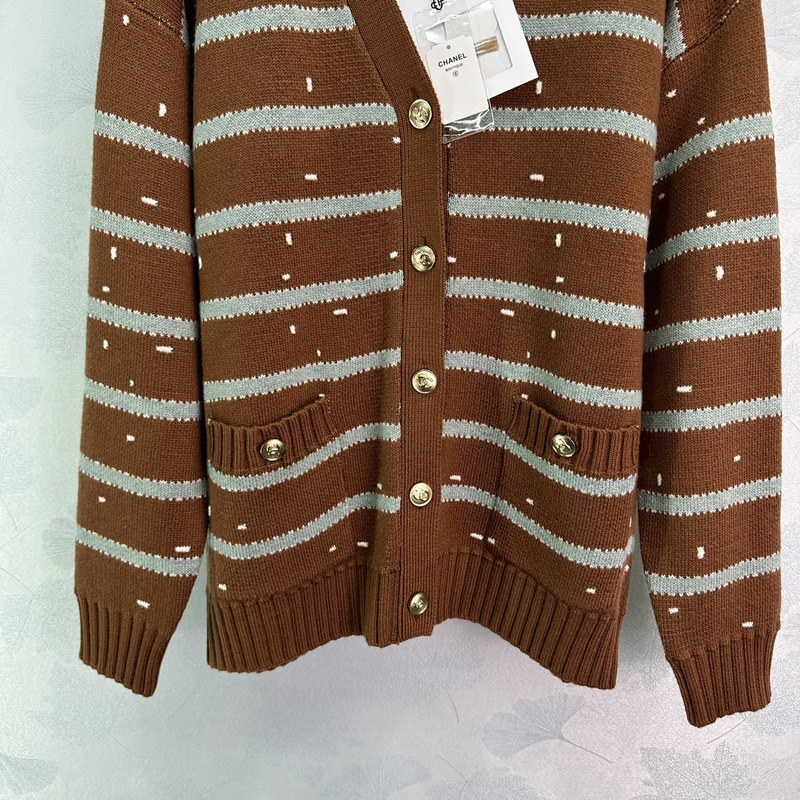 Ch*el wool striped cardigan brown