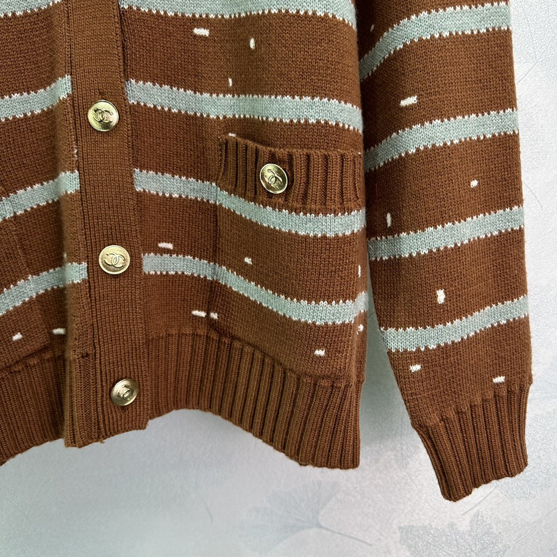 Ch*el wool striped cardigan brown