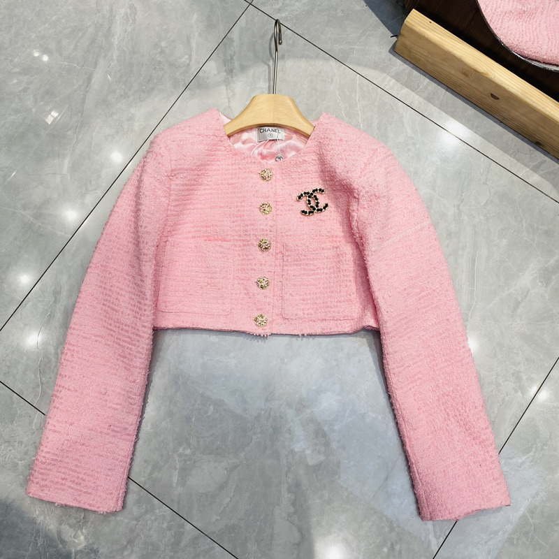 Ch*el jacket cotton tweed pink