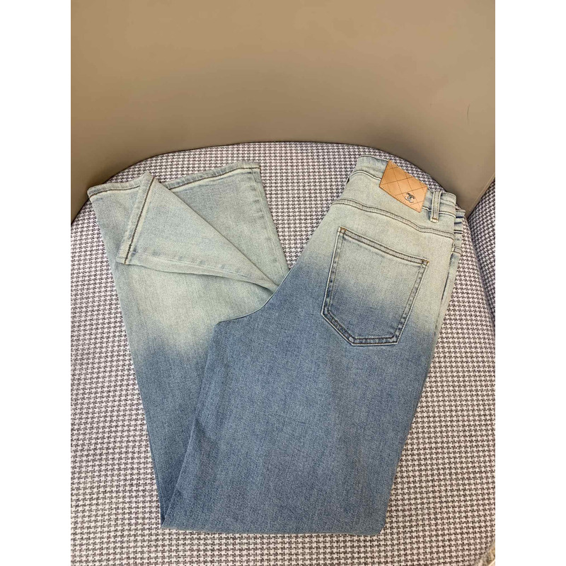 Ch*el jeans washed denim blue&grey