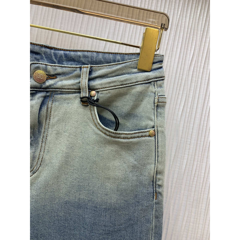 Ch*el jeans washed denim blue&grey