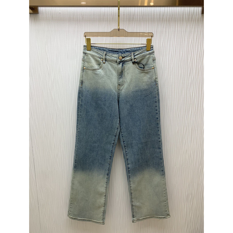 Ch*el jeans washed denim blue&grey