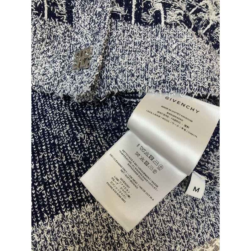 Givenchy Cardigan in 4G Tweed with 4G Liquid Detail Navy Blue&Grey