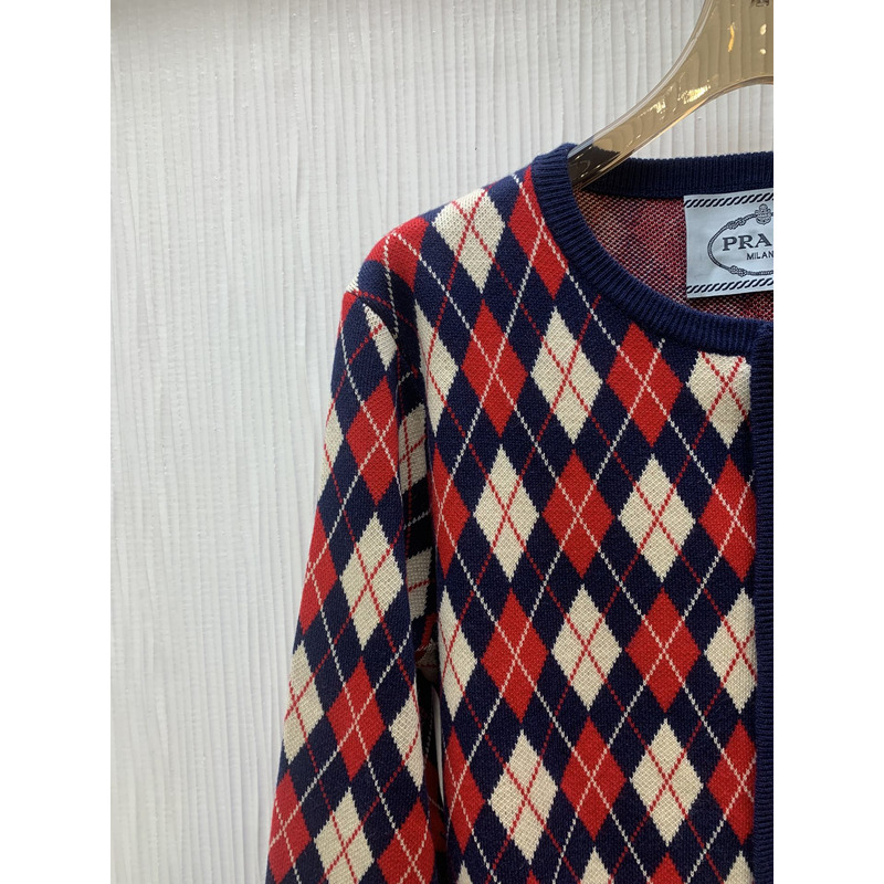 Pra*a argyle-knit cotton cardigan