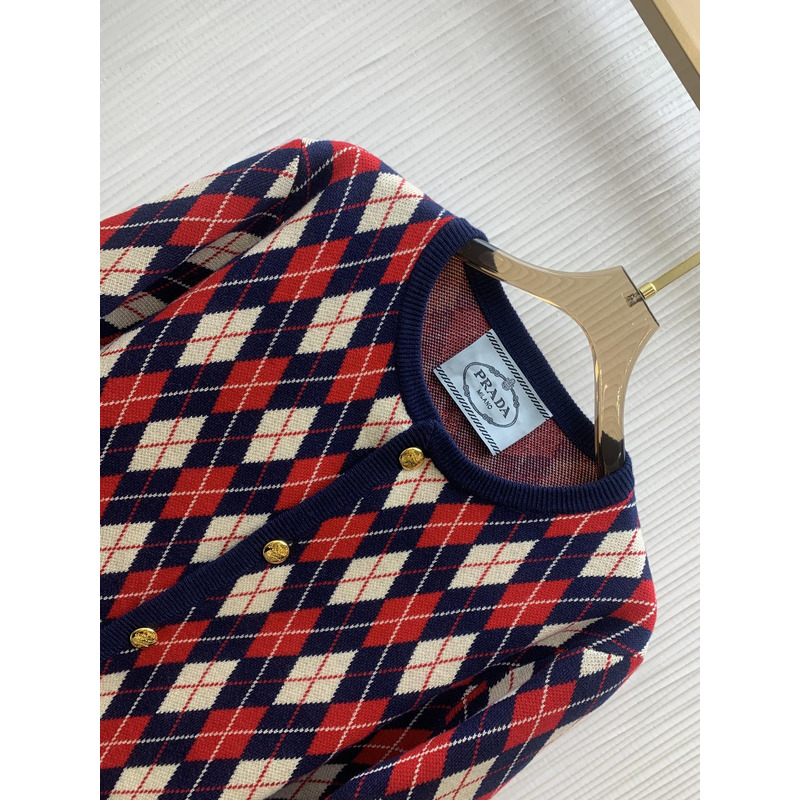 Pra*a argyle-knit cotton cardigan