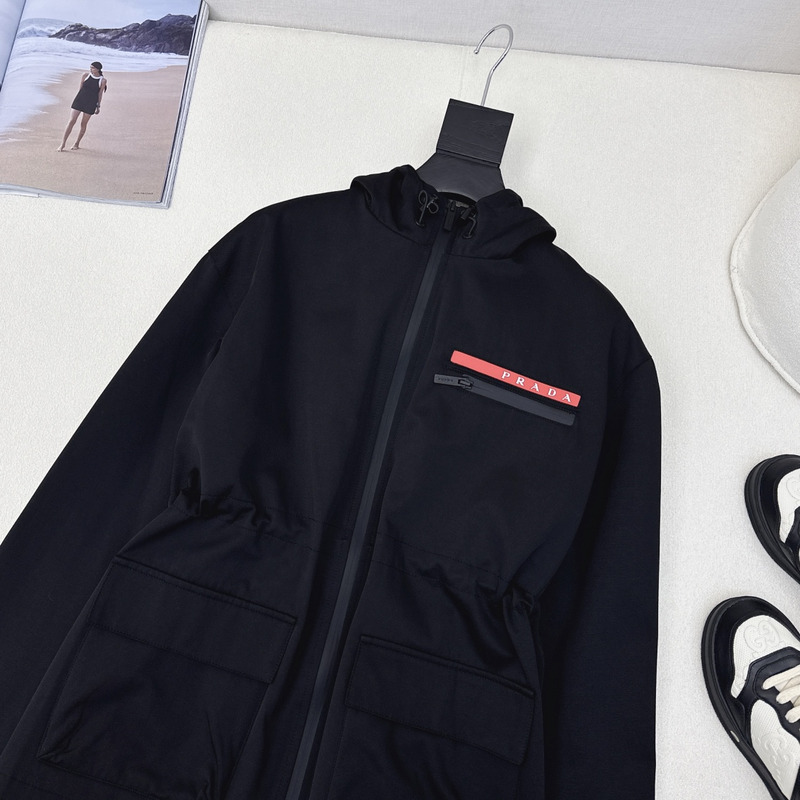 Pra*a ripstop hooded windbreaker in black