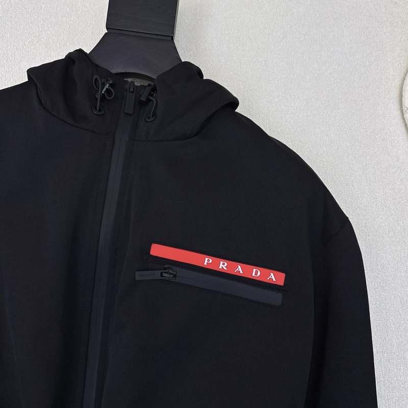 Pra*a ripstop hooded windbreaker in black