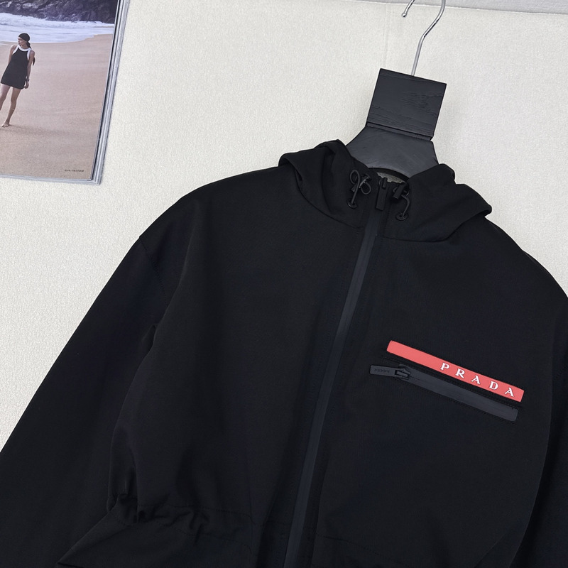 Pra*a ripstop hooded windbreaker in black