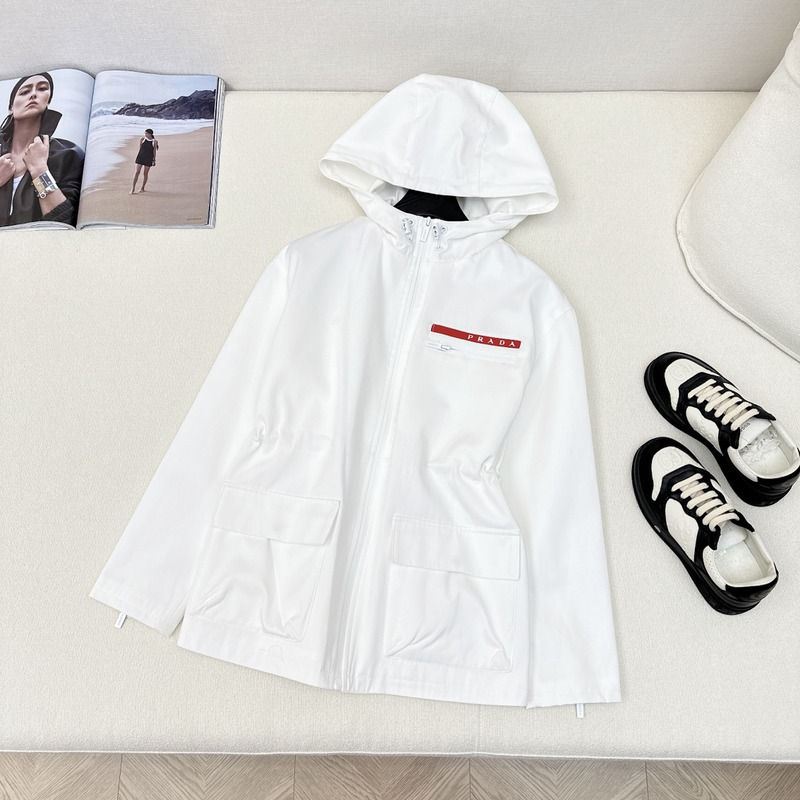 Pra*a ripstop hooded windbreaker in white