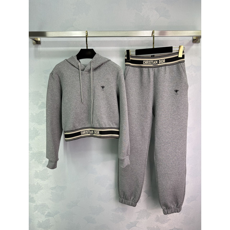 D*or ch**an D*or cd logo hoodie tracksuit in gray