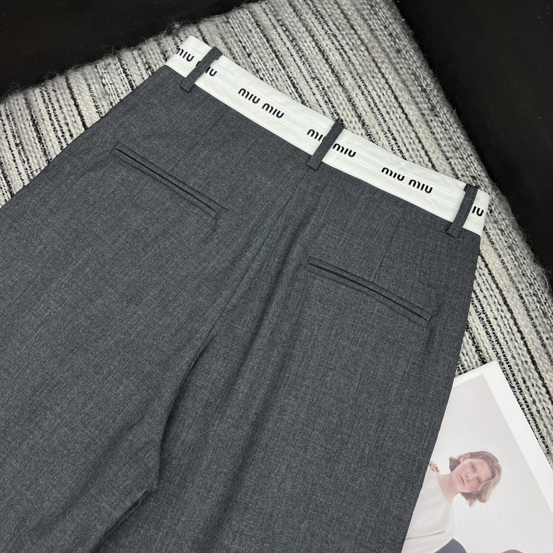 Miumiu Loose Fit Pants Grey