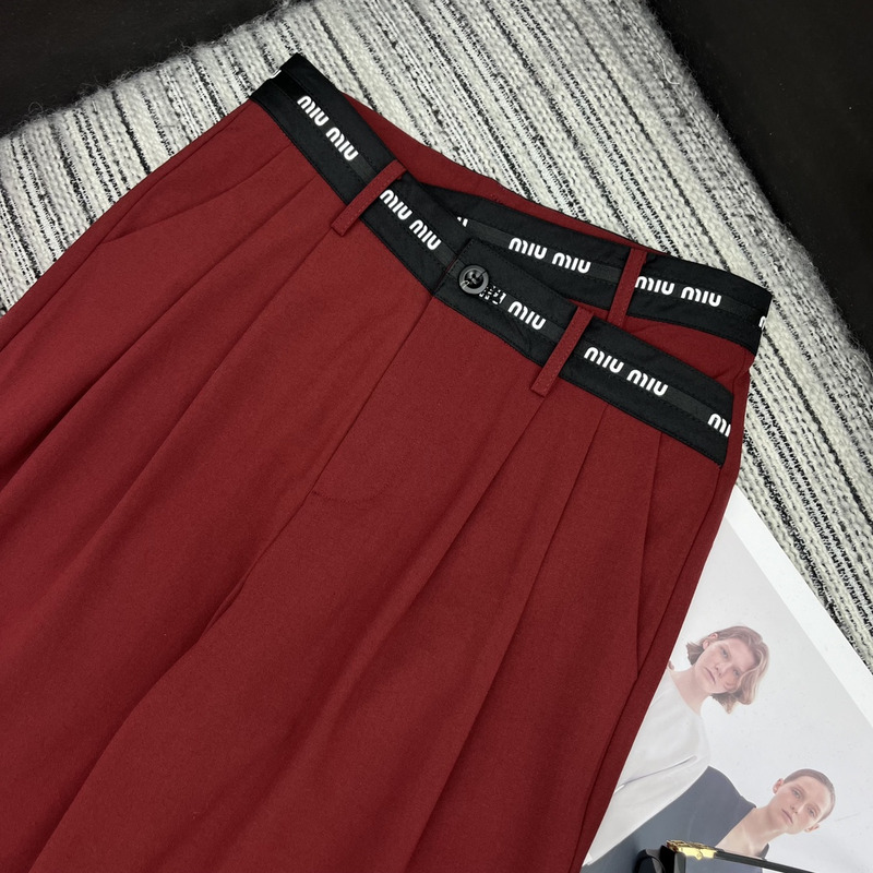 Miumiu Loose Fit Pants Red