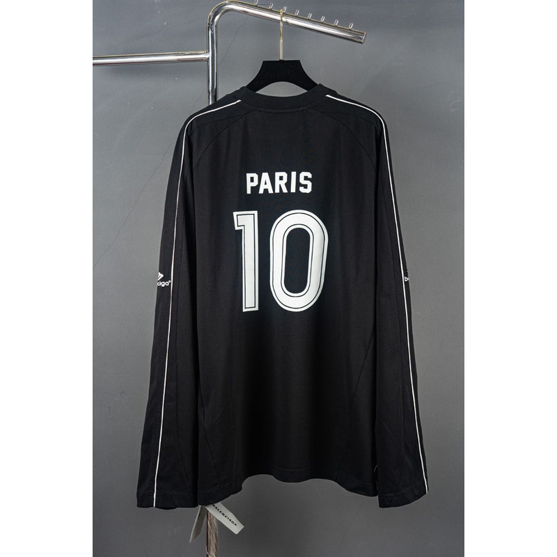 Ba*len*cia*ga paris soccer long sleeve t-shirt oversized in black/white