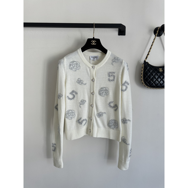 Ch*el camellia cardigan in white