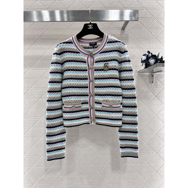 Ch*el striped cardigan in blue